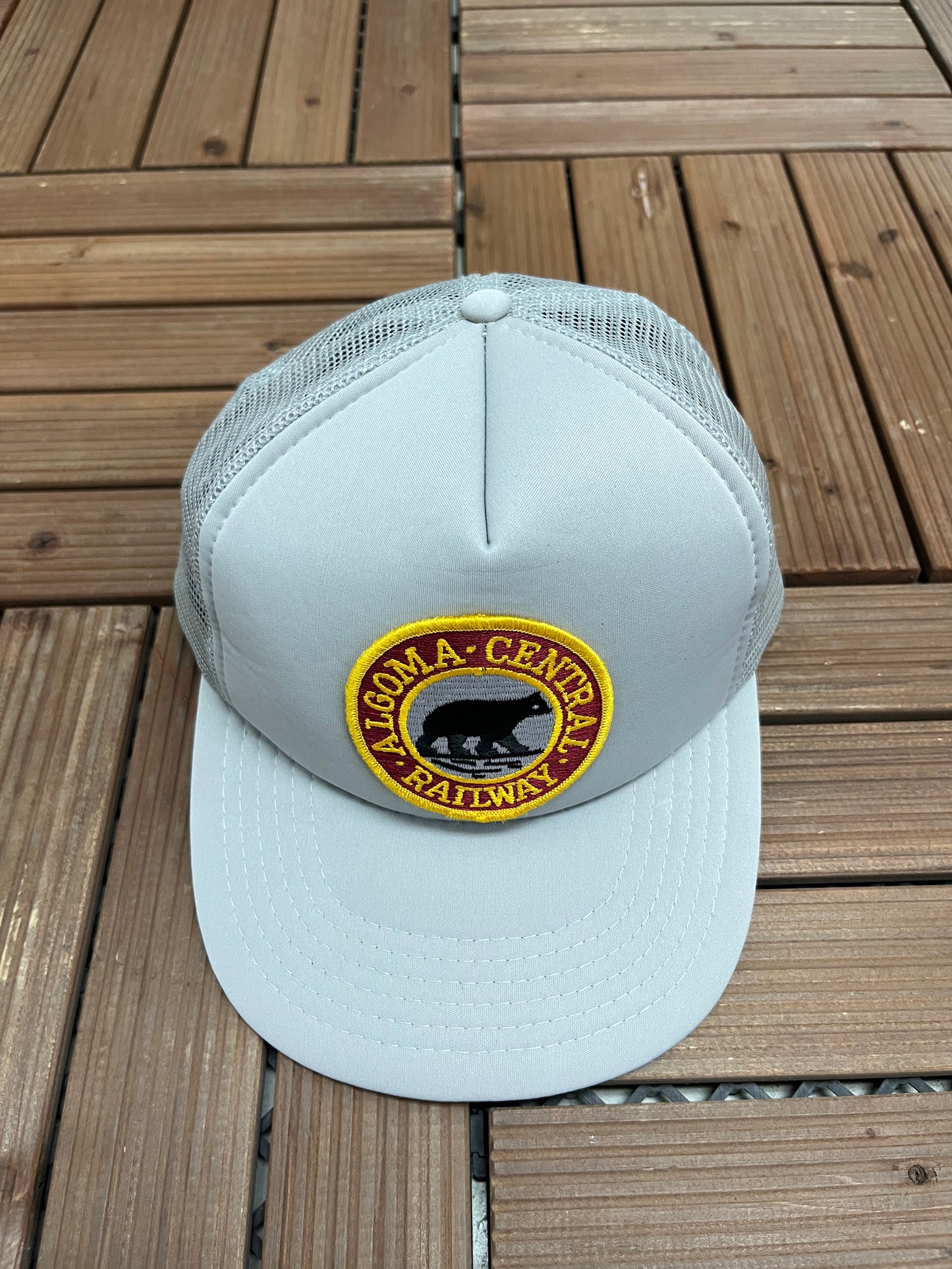 Algoma Central Railway Graphic Hat | Snap Back | Vintage 1990s Promotional Grey Cap |