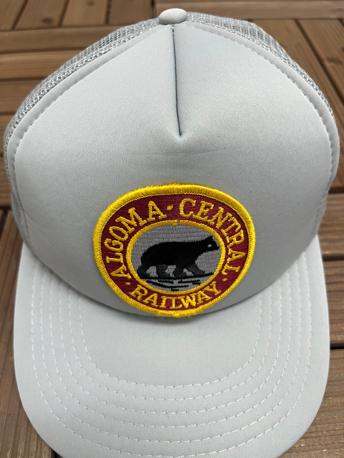 Algoma Central Railway Graphic Hat | Snap Back | Vintage 1990s Promotional Grey Cap |