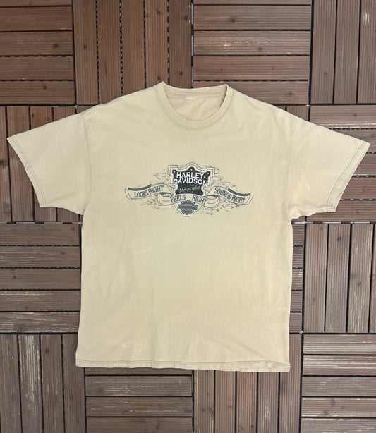 Harley Davidson New York City Graphic Tee | Size X-Large | Vintage 2000s Biker Motorcycle Beige T-Shirt |