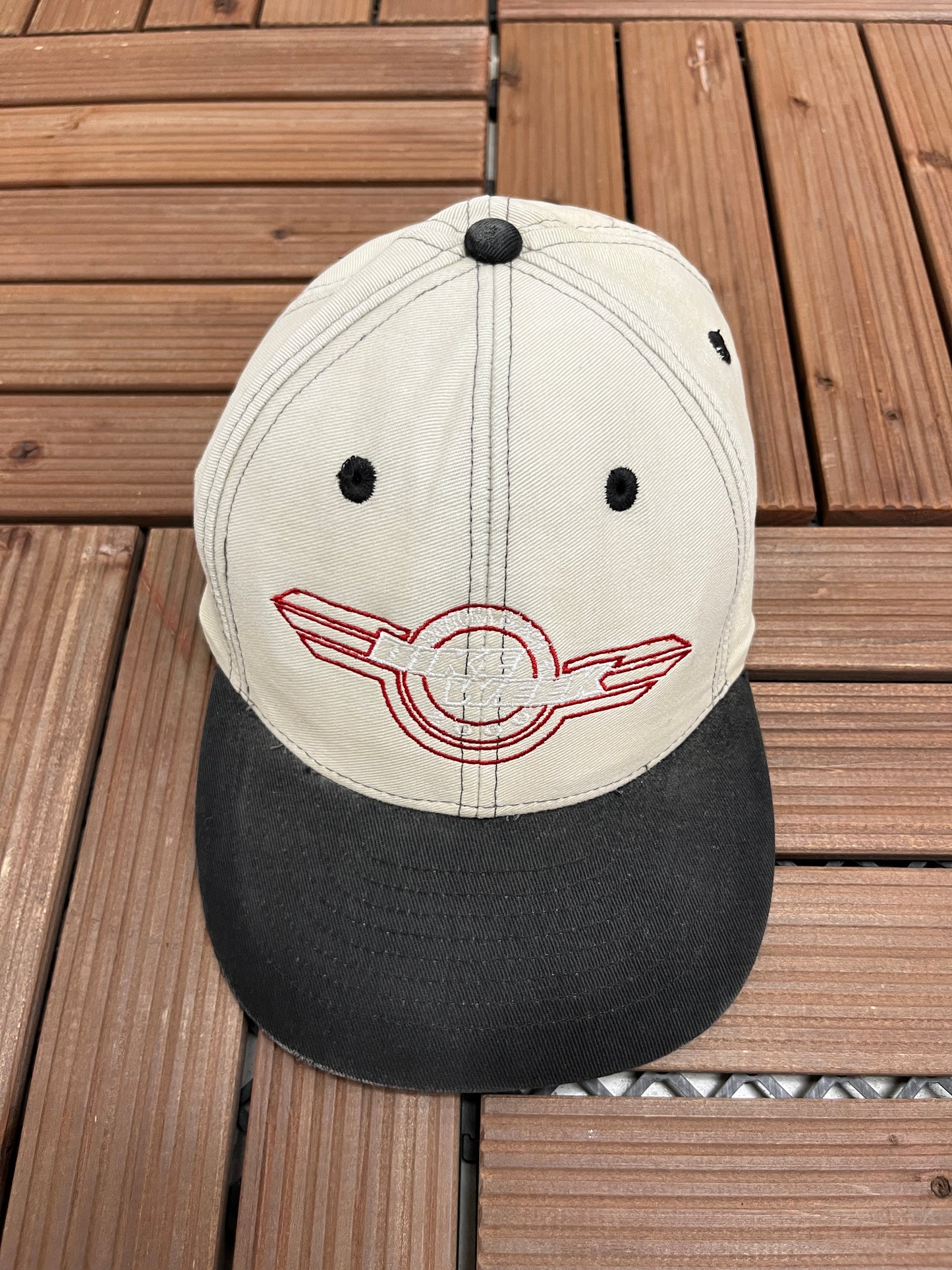 Daytona Beach Bike Week 2000 Graphic Hat | Metal Clasp | Vintage 2000s Motorcycle Beige Cap |