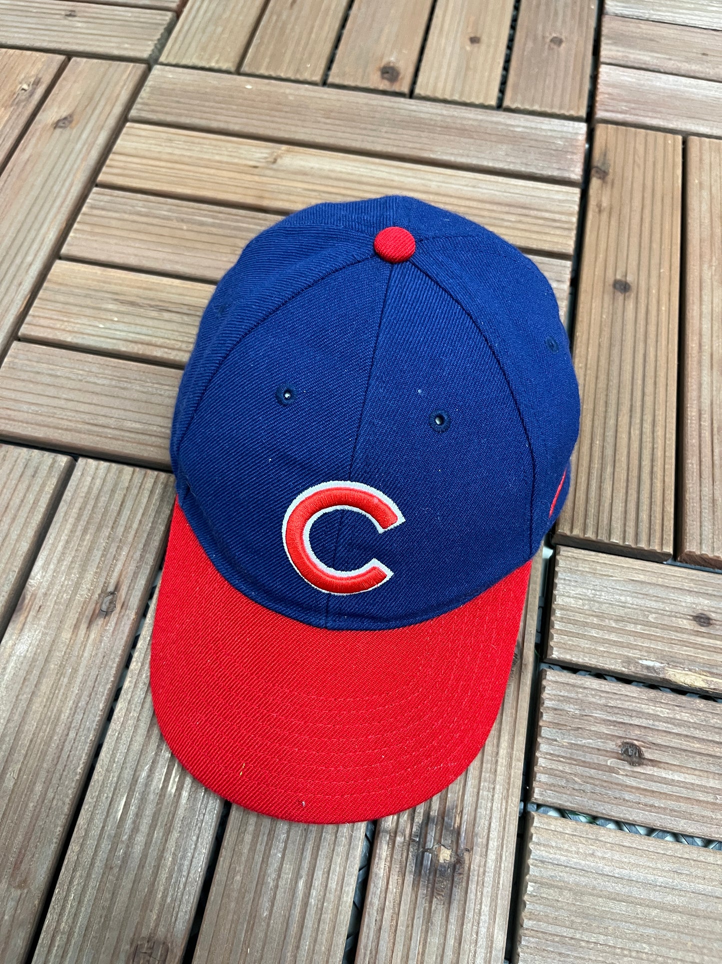 Chicago Cubs Nike Embroidered Graphic Hat | Strap Back | Vintage 2000s MLB Baseball Blue Cap |