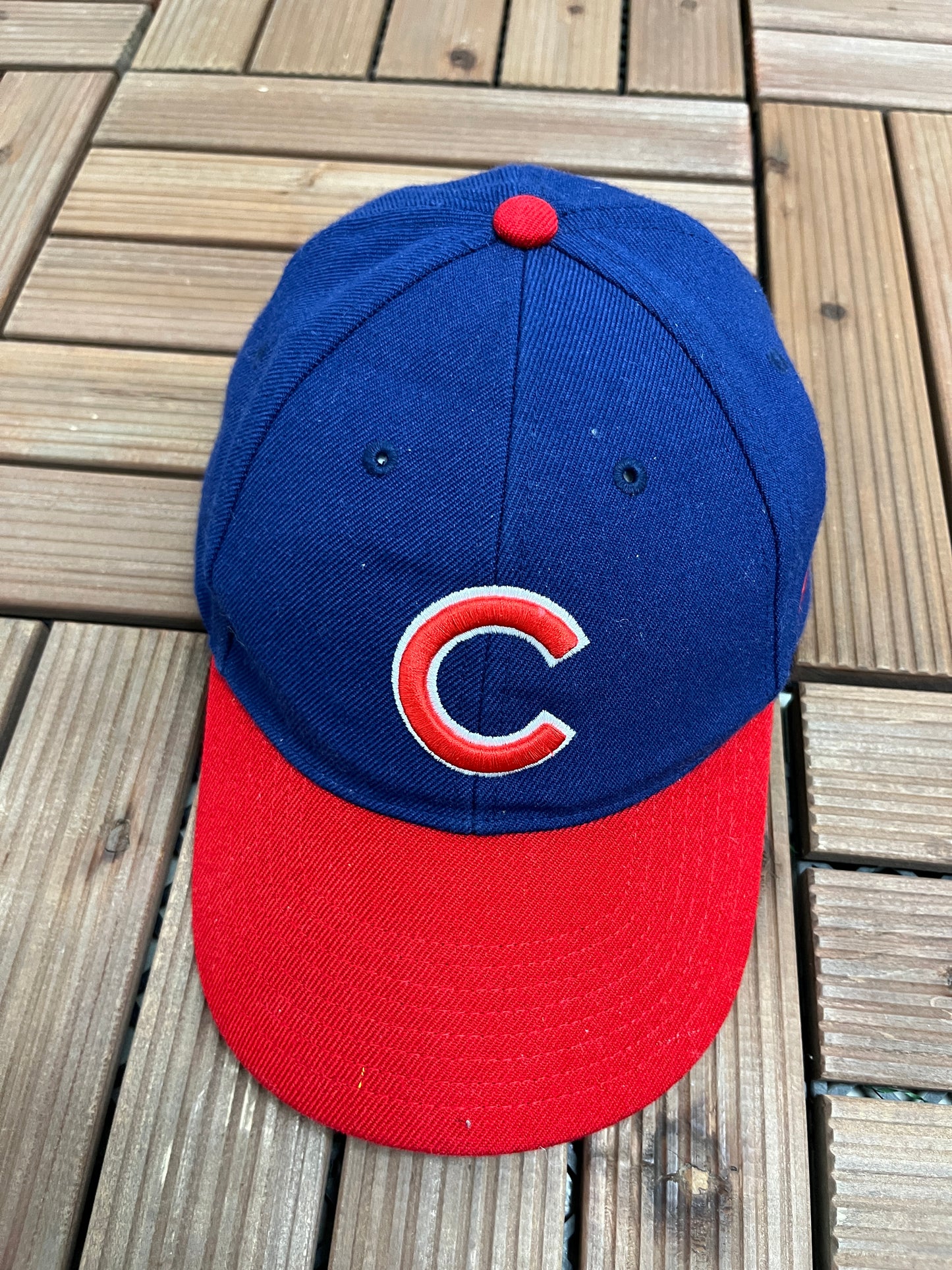 Chicago Cubs Nike Embroidered Graphic Hat | Strap Back | Vintage 2000s MLB Baseball Blue Cap |