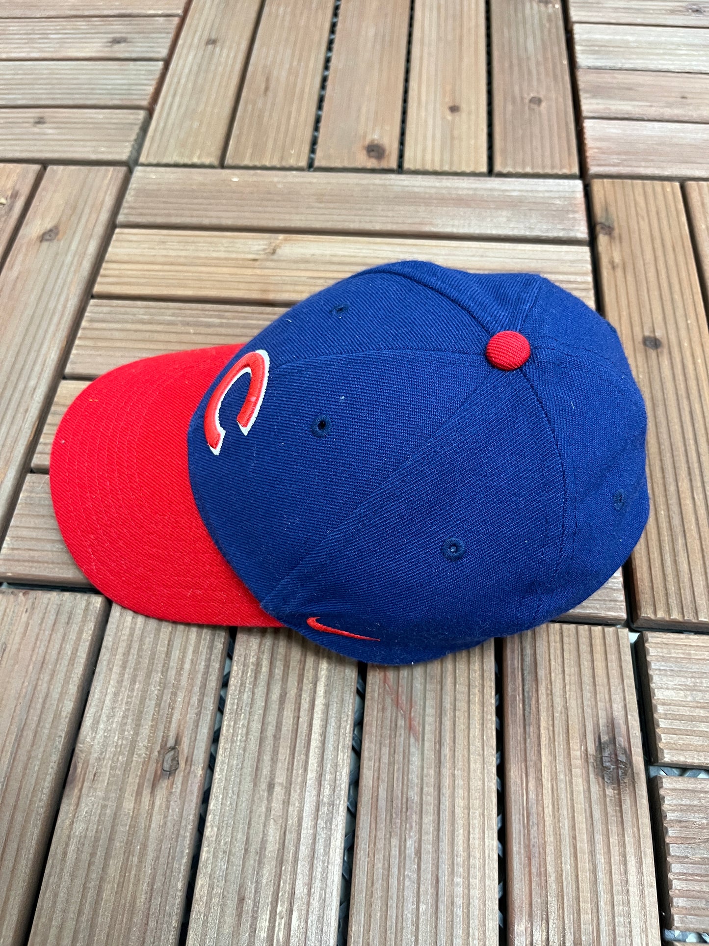 Chicago Cubs Nike Embroidered Graphic Hat | Strap Back | Vintage 2000s MLB Baseball Blue Cap |