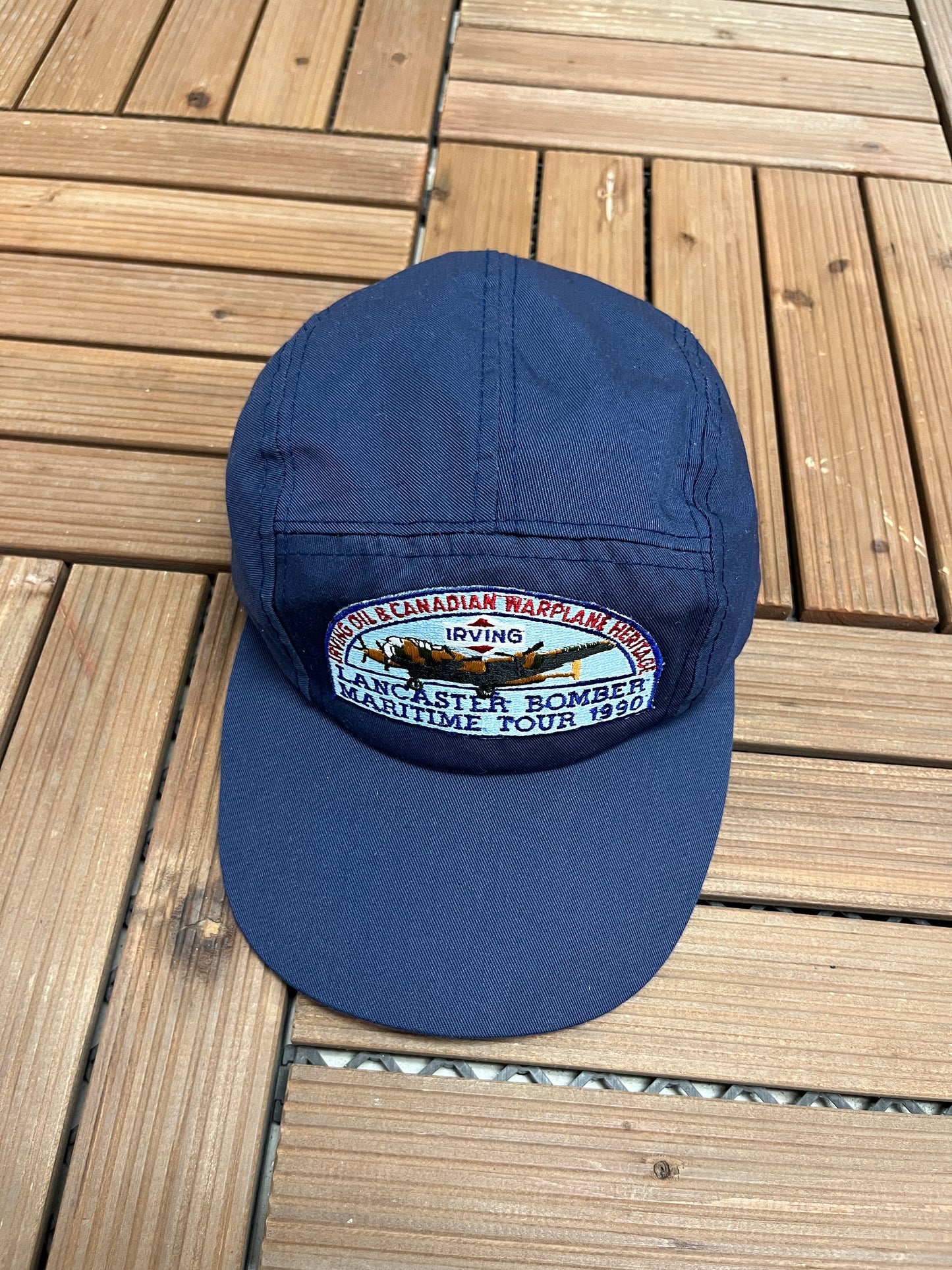 Lancaster Bomber Maritime Tour 1990 Graphic Hat | Snap Back | Vintage 1990s Military Blue Cap |