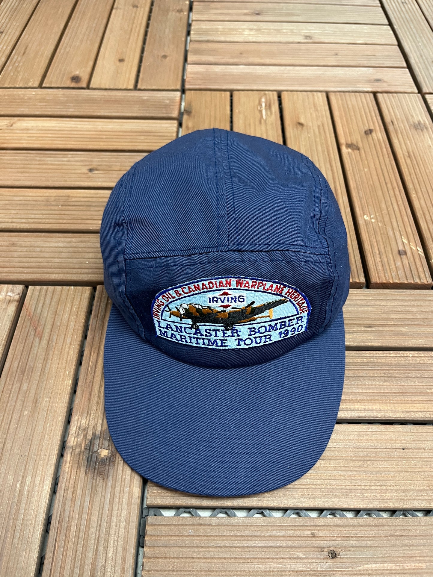 Lancaster Bomber Maritime Tour 1990 Graphic Hat | Snap Back | Vintage 1990s Military Blue Cap |