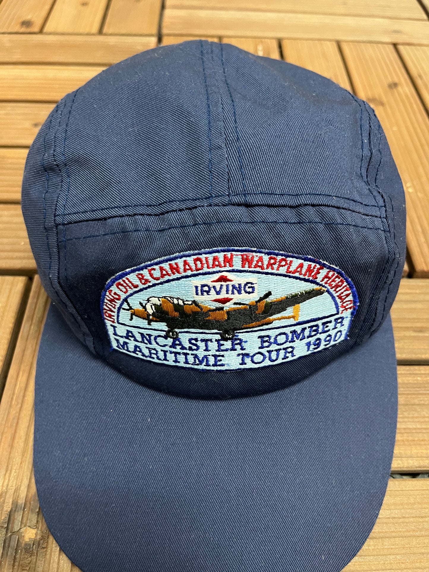 Lancaster Bomber Maritime Tour 1990 Graphic Hat | Snap Back | Vintage 1990s Military Blue Cap |