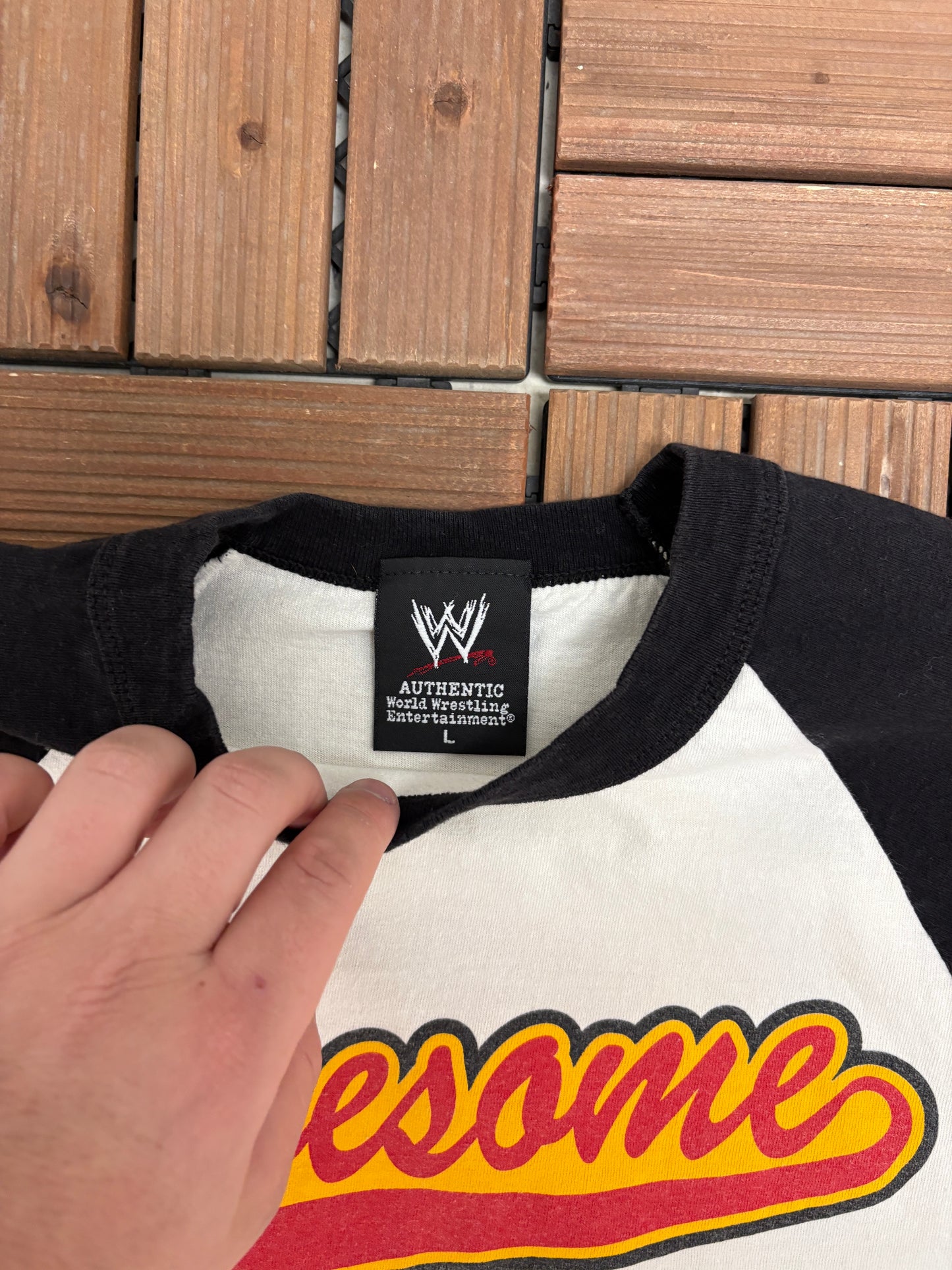 The Miz I'm Awesome Graphic Tee | Size Large | Vintage 2000s WWE Wrestling White 3/4 Sleeve T-Shirt |