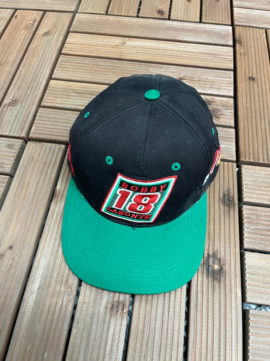 Bobby Labonte Joe Gibbs Racing Graphic Hat | Snap Back | Vintage 2000s NASCAR Racing Black Cap |