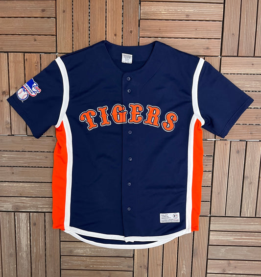 Detroit Tigers Stitched Graphic Jersey | Size Medium | Vintage 2000s MLB Baseball Blue Jersey |