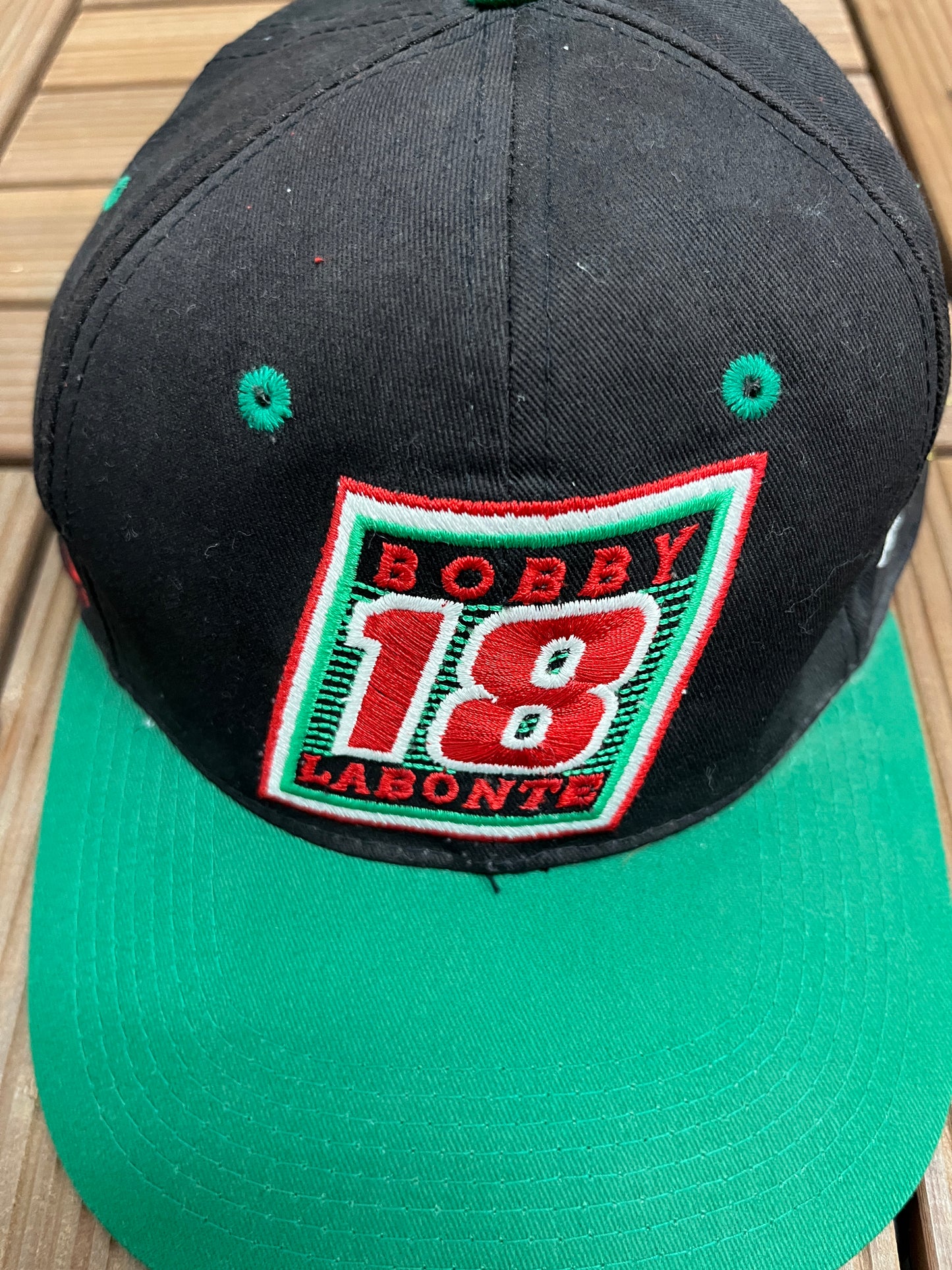 Bobby Labonte Joe Gibbs Racing Graphic Hat | Snap Back | Vintage 2000s NASCAR Racing Black Cap |