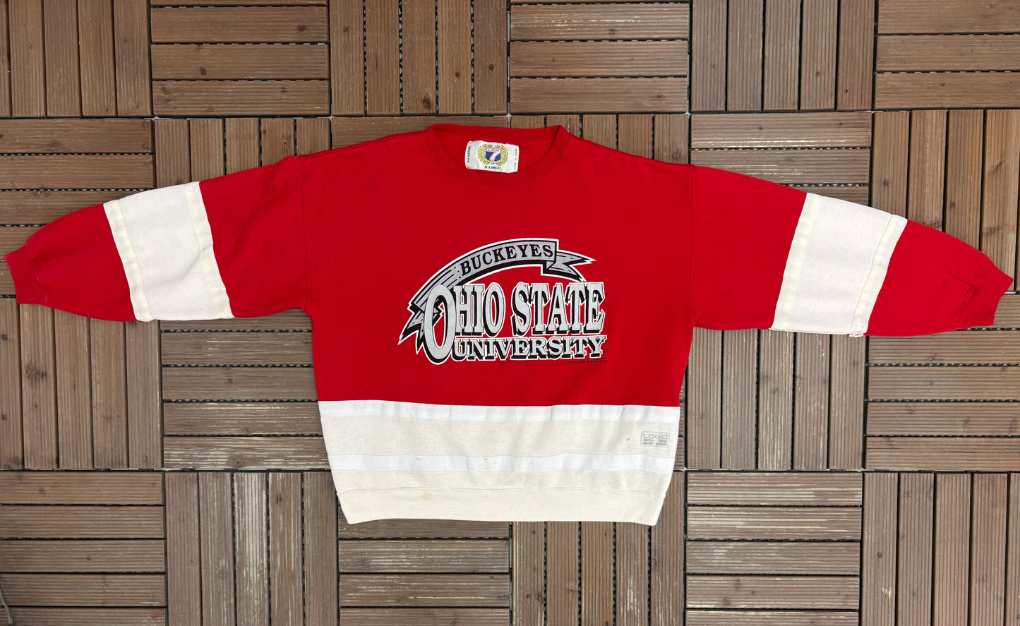 Ohio State Buckeyes Graphic Crewneck | Size X-Large | Vintage 1990s College Red Sweater |