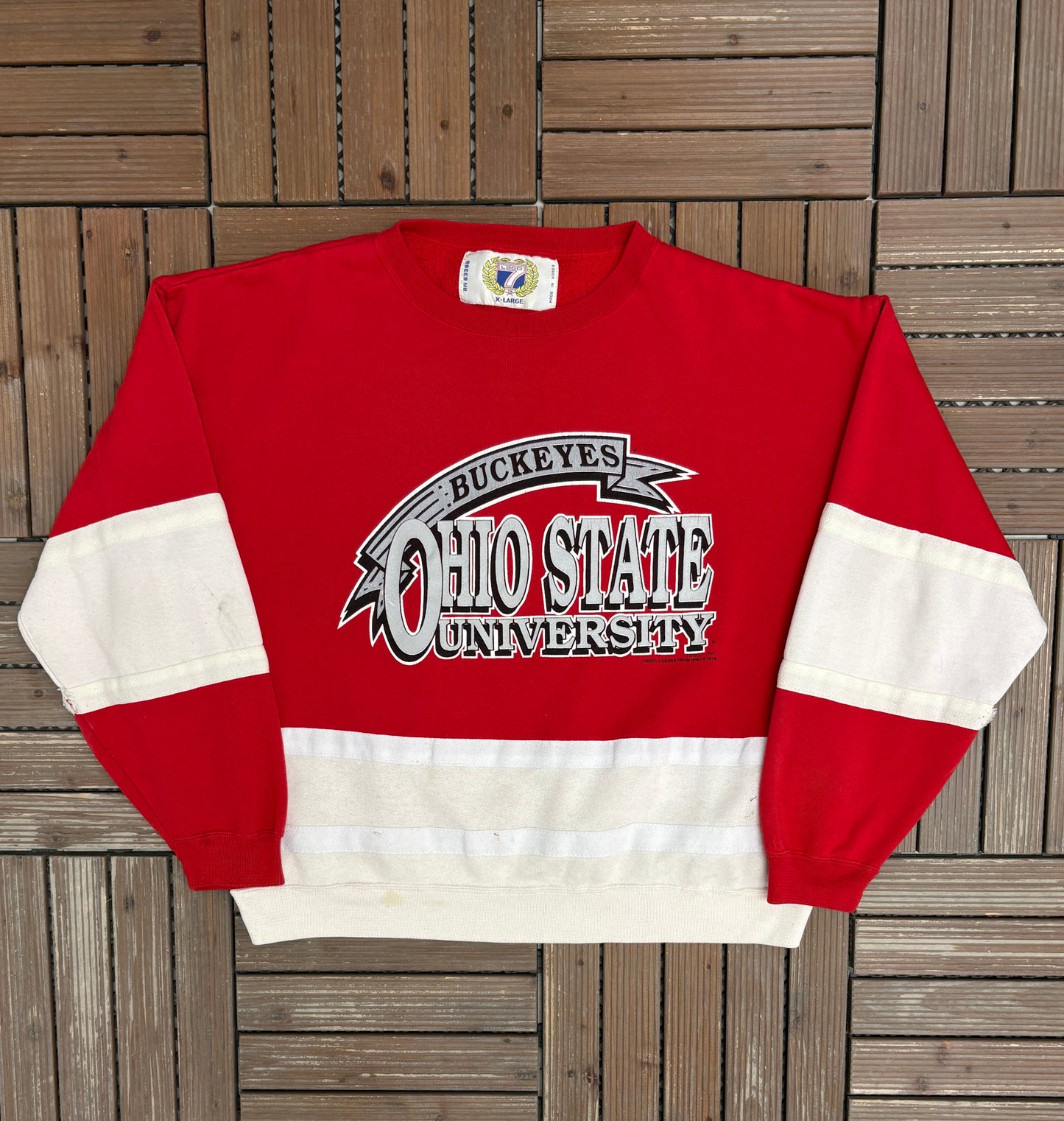 Ohio State Buckeyes Graphic Crewneck | Size X-Large | Vintage 1990s College Red Sweater |
