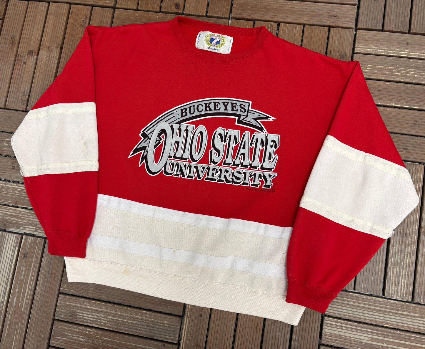 Ohio State Buckeyes Graphic Crewneck | Size X-Large | Vintage 1990s College Red Sweater |