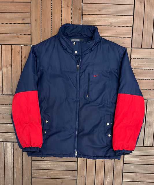 Nike ACG Embroidered Swoosh Graphic Jacket | Size Large | Vintage 1990s Branded Blue Jacket |