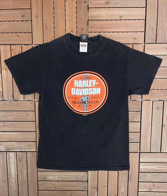 Harley Davidson Motorcycles Graphic Tee | Size Large | Vintage 1990s Motorcycle Black T-Shirt |