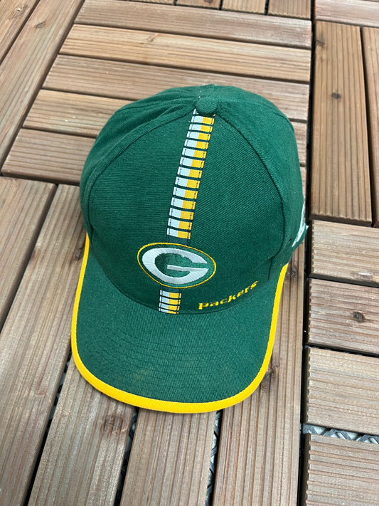 Green Bay Packers Embroidered Graphic Hat | Strap Back With Clasp | Vintage 2000s NFL Football Green Cap |