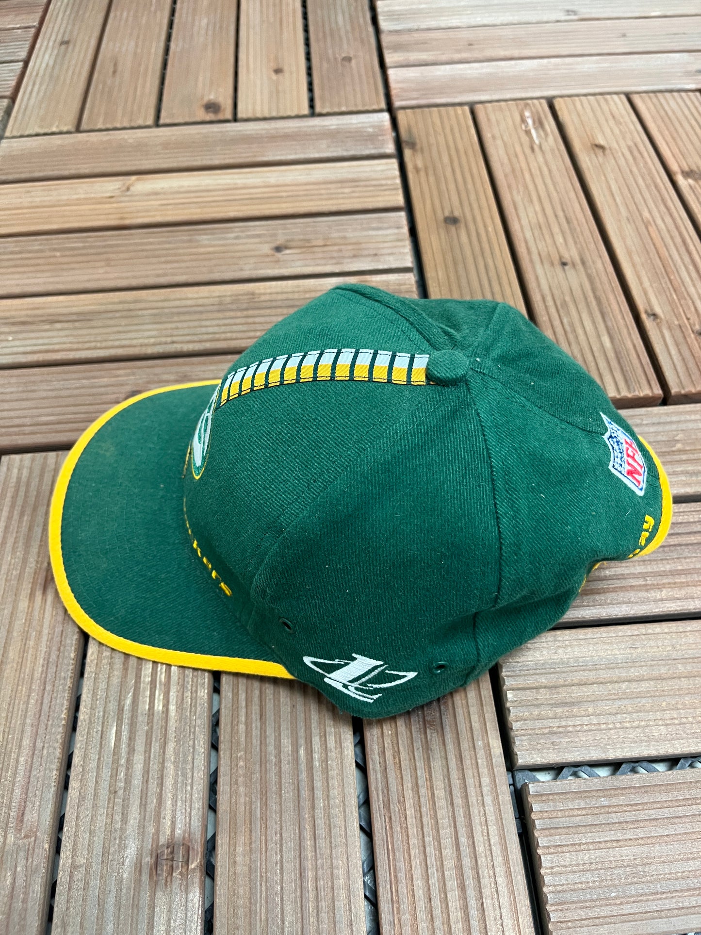 Green Bay Packers Embroidered Graphic Hat | Strap Back With Clasp | Vintage 2000s NFL Football Green Cap |