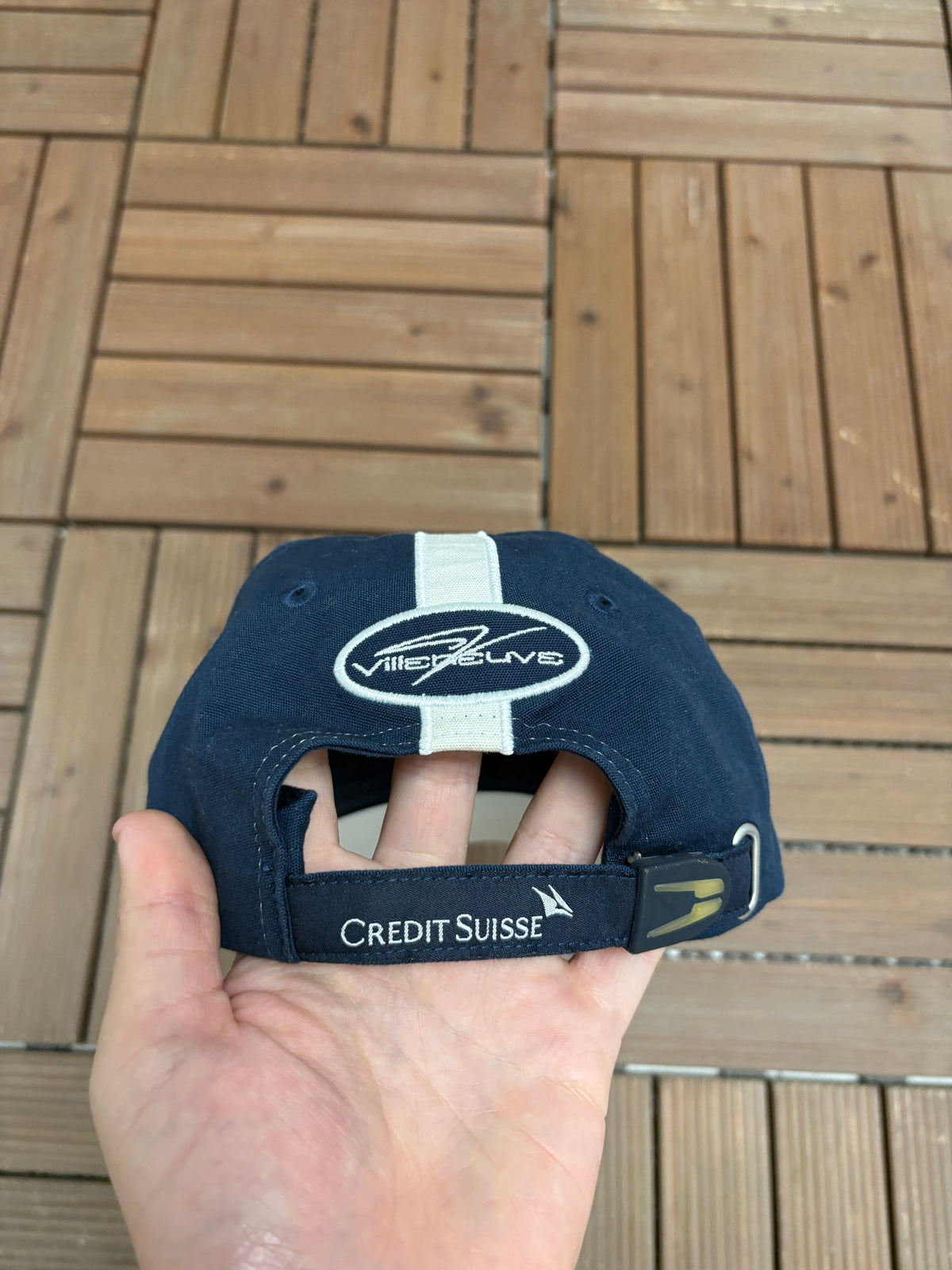 BMW Sauber F1 Team Nick Heidfeld Graphic Hat | Metal Clasp | Vintage 2000s Car Promotional Blue Cap |