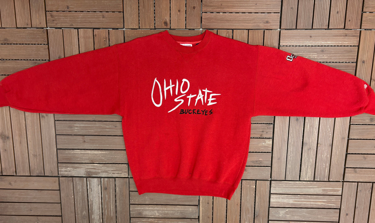 Ohio State University Buckeyes Graphic Crewneck | Size Medium | Vintage 1990s College Red Sweater |