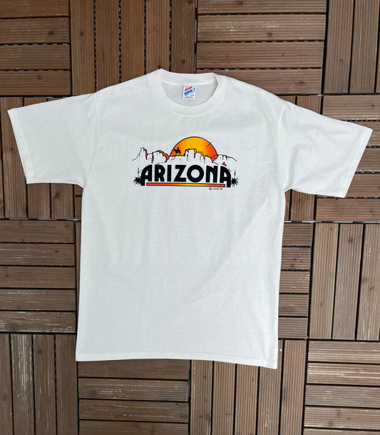 Arizona Canyons Landscape Graphic Tee | Size Large | Vintage 1980s Tourist White T-Shirt |