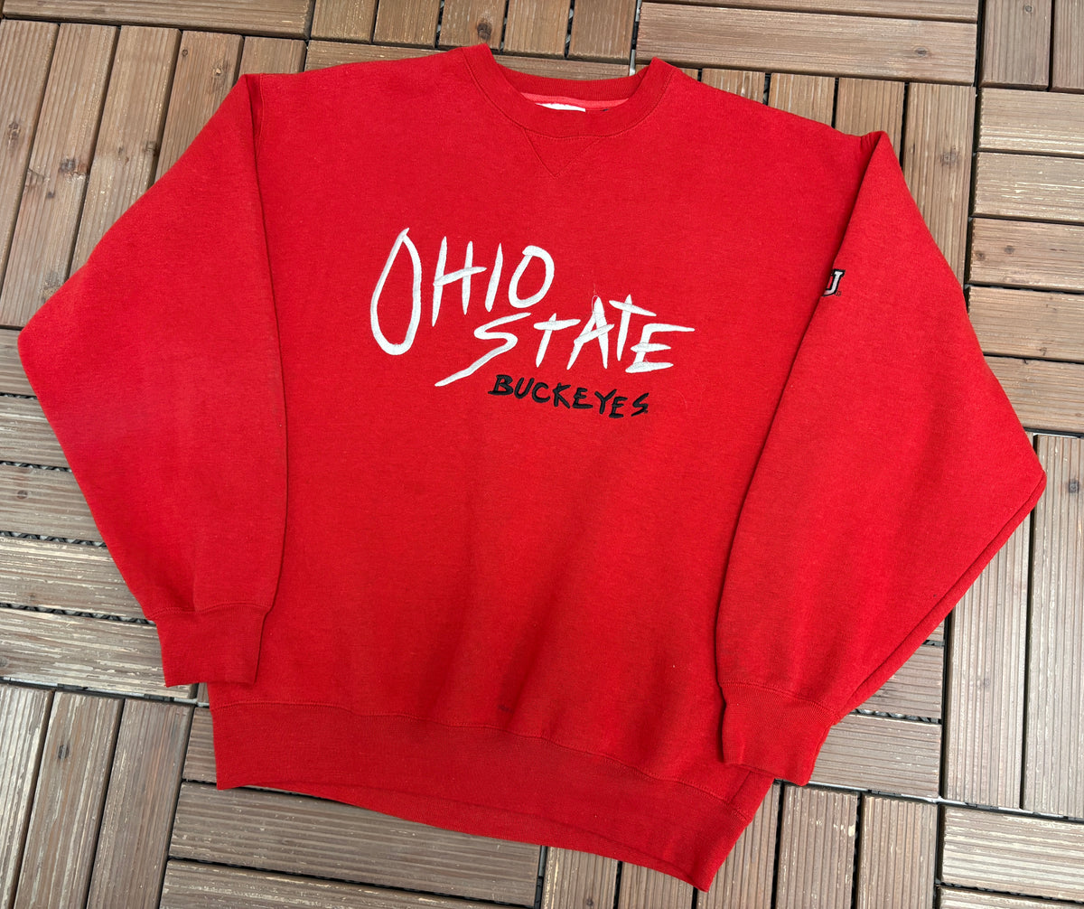 Ohio State University Buckeyes Graphic Crewneck | Size Medium | Vintage 1990s College Red Sweater |