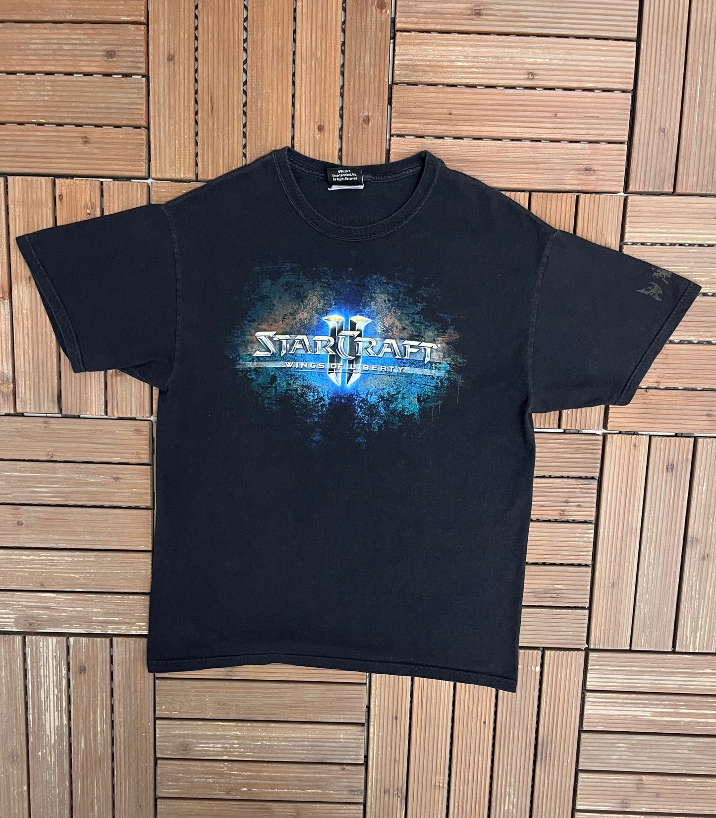 Starcraft II: Wings Of Liberty Graphic Tee | Size Large | Vintage 2000s Video Game Black T-Shirt |