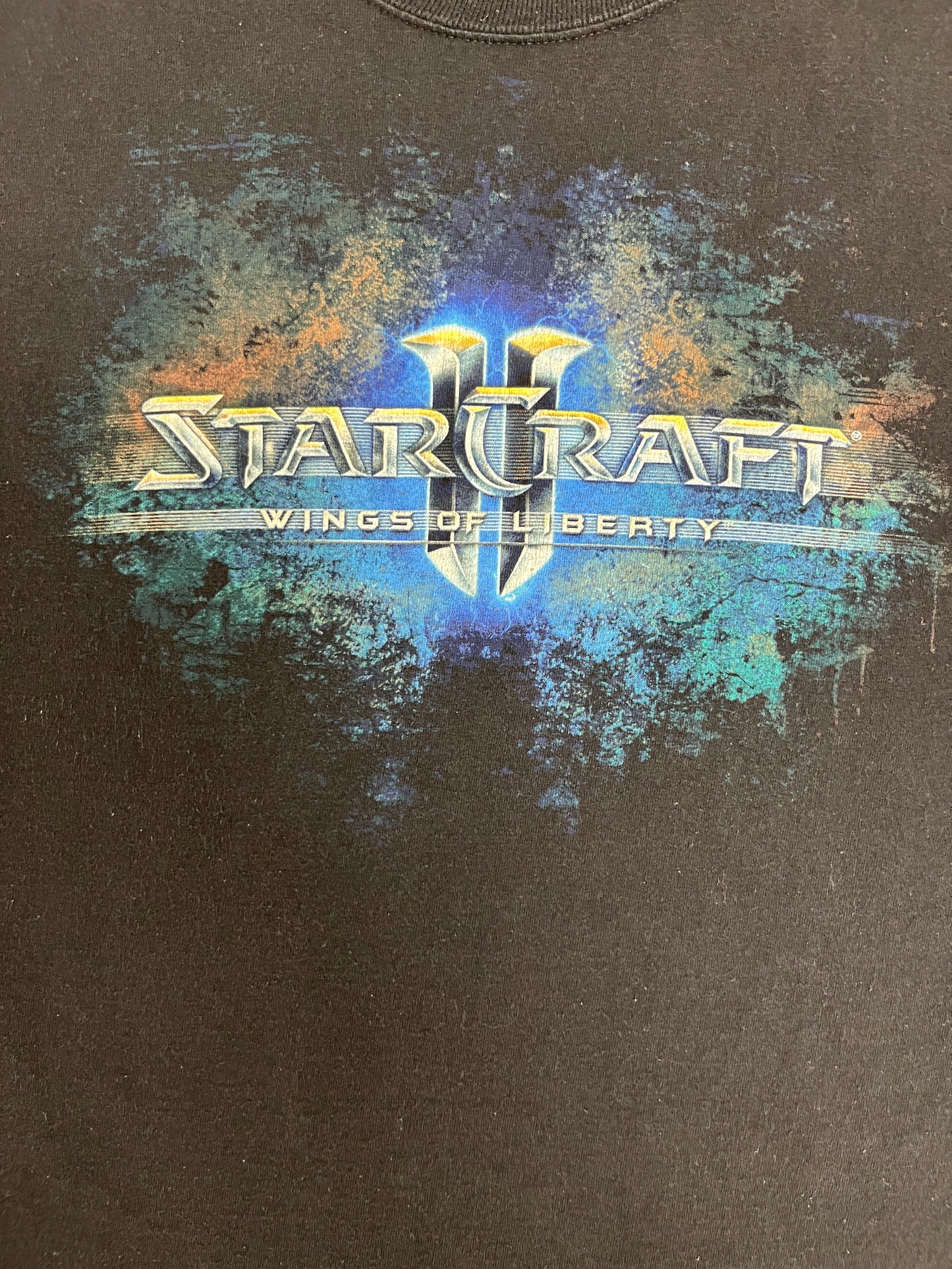 Starcraft II: Wings Of Liberty Graphic Tee | Size Large | Vintage 2000s Video Game Black T-Shirt |