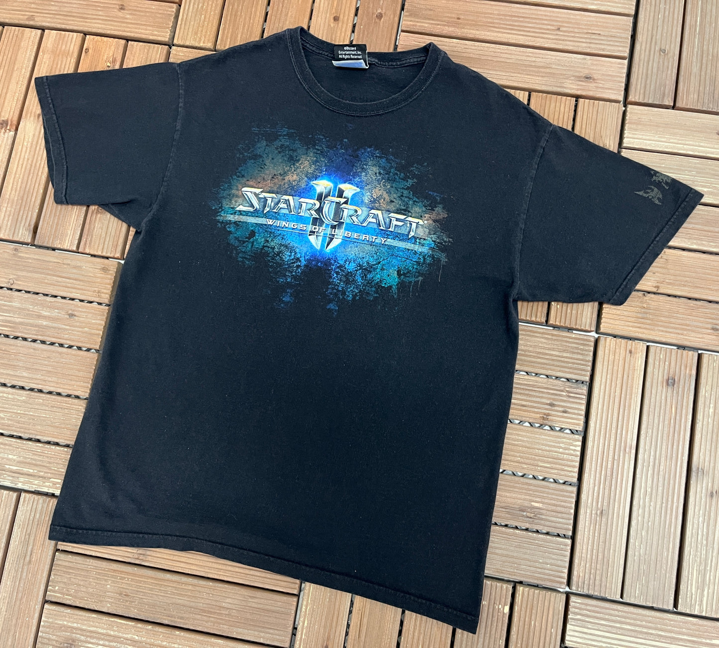 Starcraft II: Wings Of Liberty Graphic Tee | Size Large | Vintage 2000s Video Game Black T-Shirt |