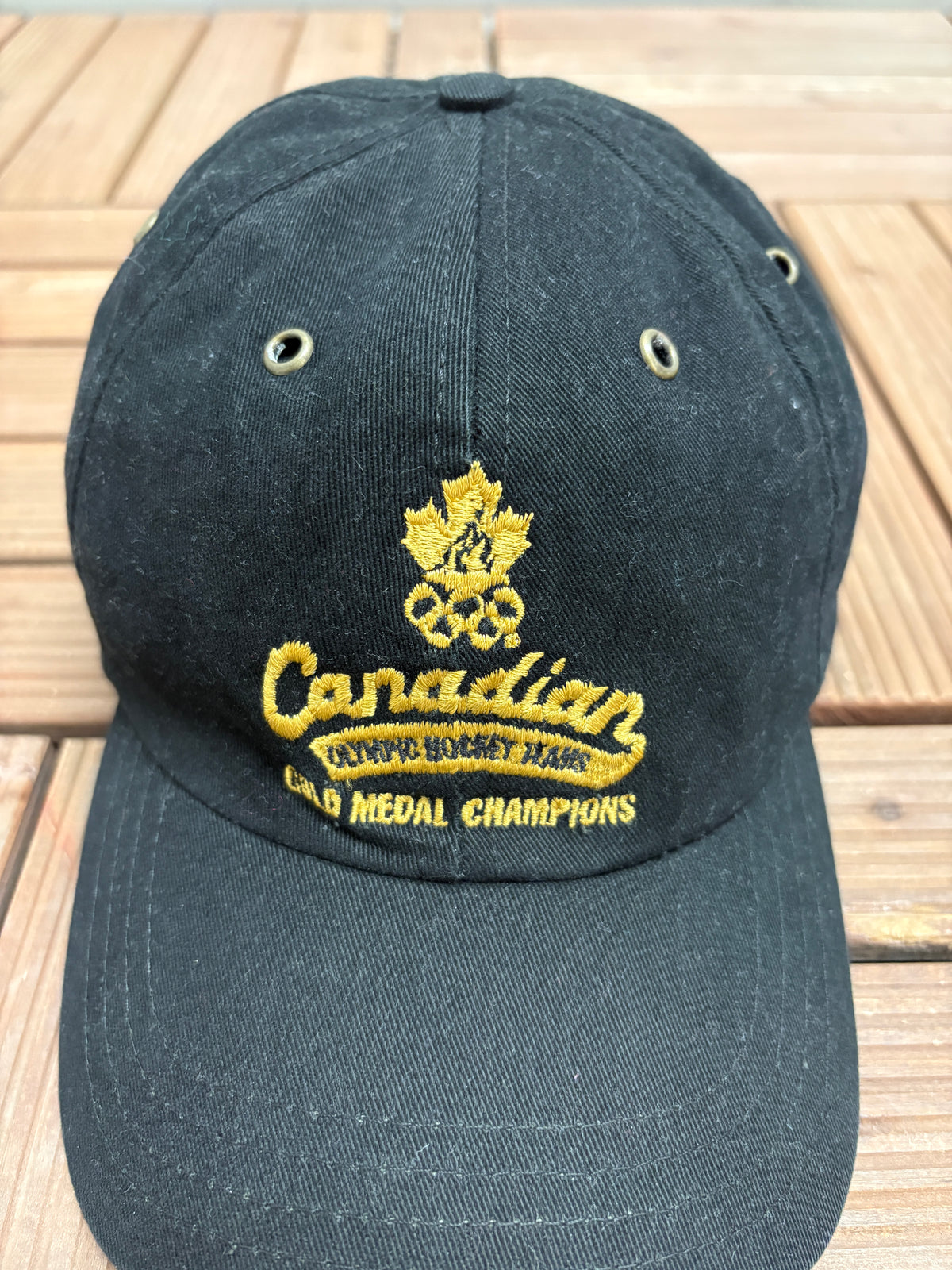 Team Canada Hockey Team 2002 Salt Lake City Olympics Hat | Metal Clasp | Vintage 2000s Black Cap |