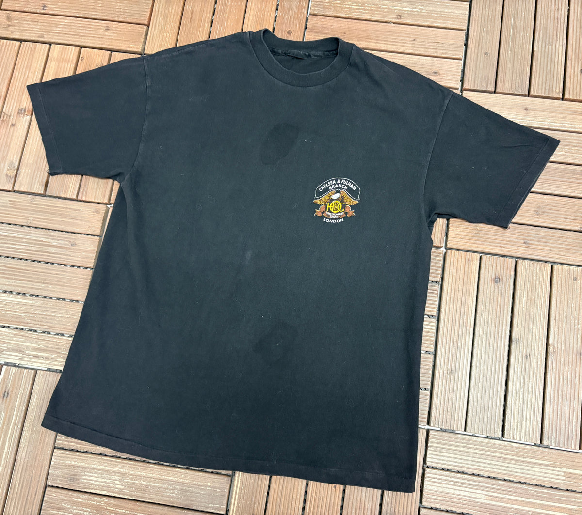 Harley Owners Group London Graphic Tee | Size X-Large | Vintage 1990s Biker Black T-Shirt |