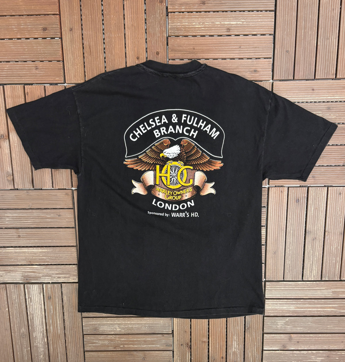 Harley Owners Group London Graphic Tee | Size X-Large | Vintage 1990s Biker Black T-Shirt |