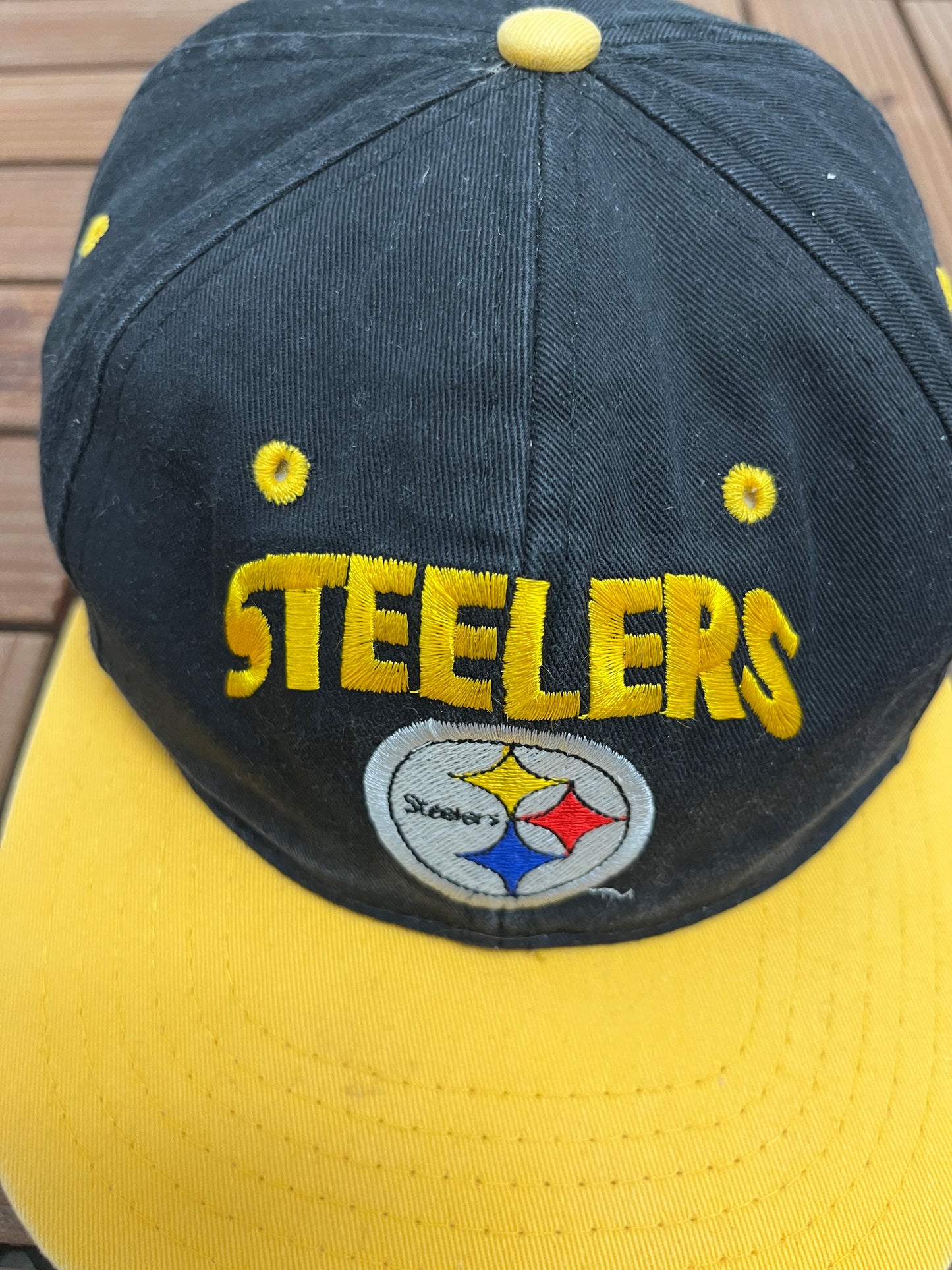 Pittsburgh Steelers Embroidered Graphic Hat | Youth Snap Back | Vintage 2000s NFL Football Black Cap |