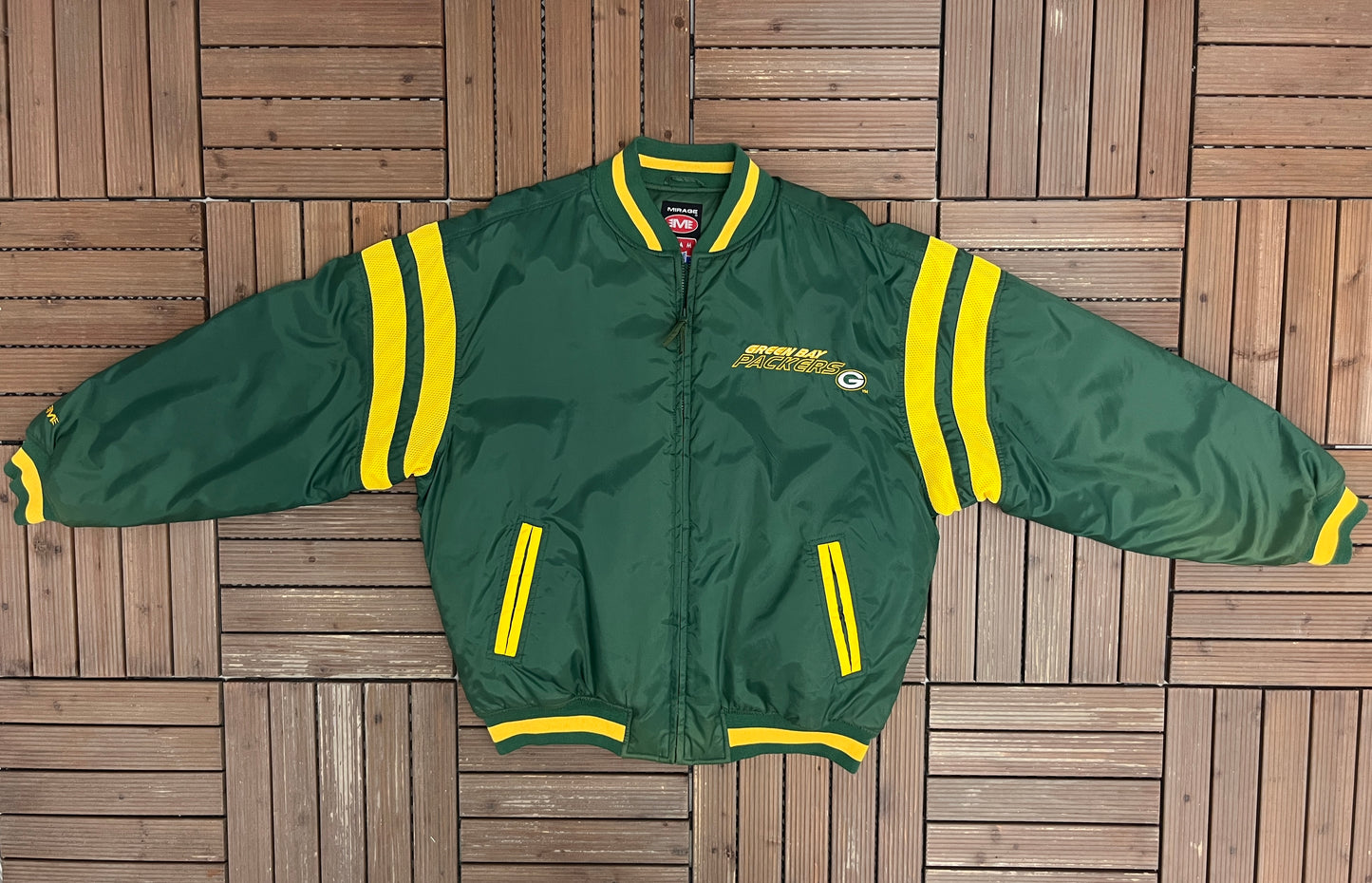 Green Bay Packers Embroidered Graphic Jacket | Size X-Large | Vintage 1990s NFL Football Green Jacket |