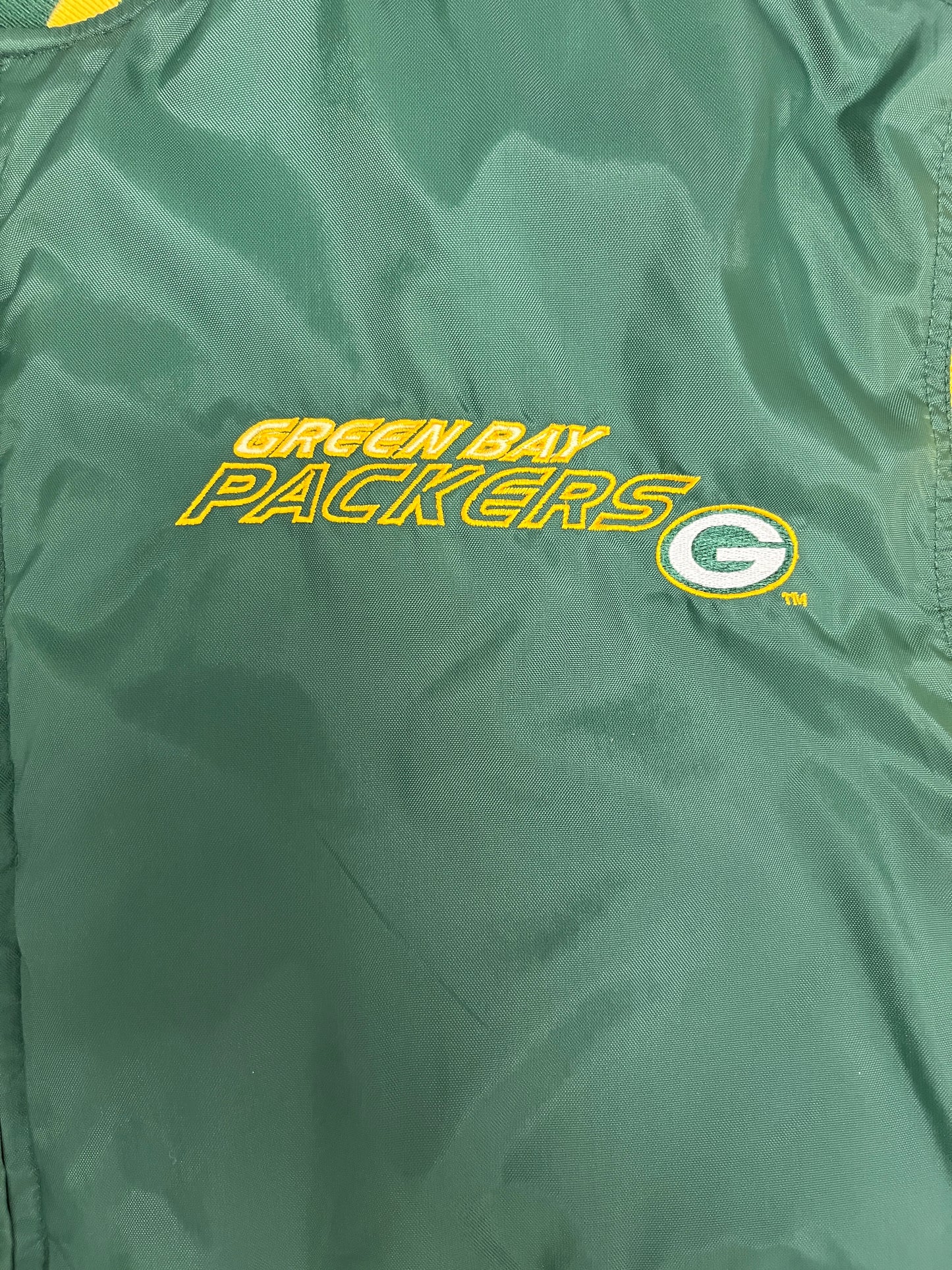 Green Bay Packers Embroidered Graphic Jacket | Size X-Large | Vintage 1990s NFL Football Green Jacket |