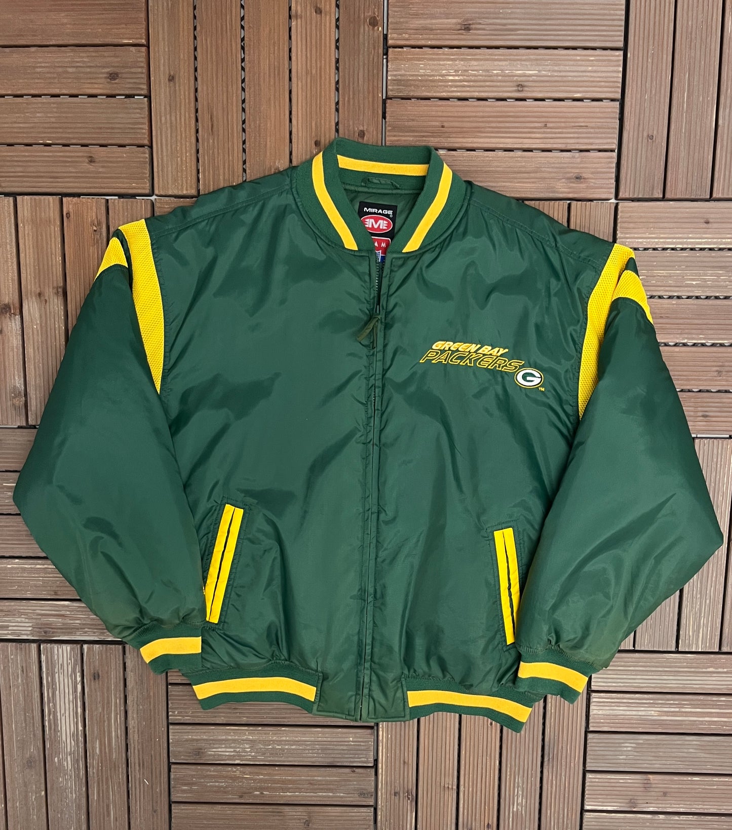 Green Bay Packers Embroidered Graphic Jacket | Size X-Large | Vintage 1990s NFL Football Green Jacket |