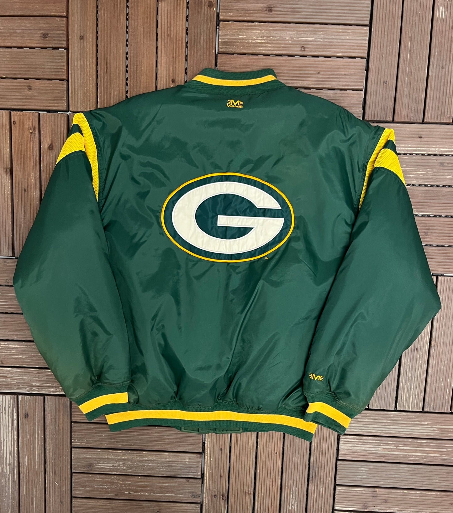 Green Bay Packers Embroidered Graphic Jacket | Size X-Large | Vintage 1990s NFL Football Green Jacket |