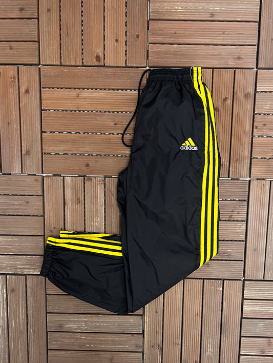 Adidas Striped Graphic Track Pants | Size X-Large | Vintage 2000s Black Branded Pants |