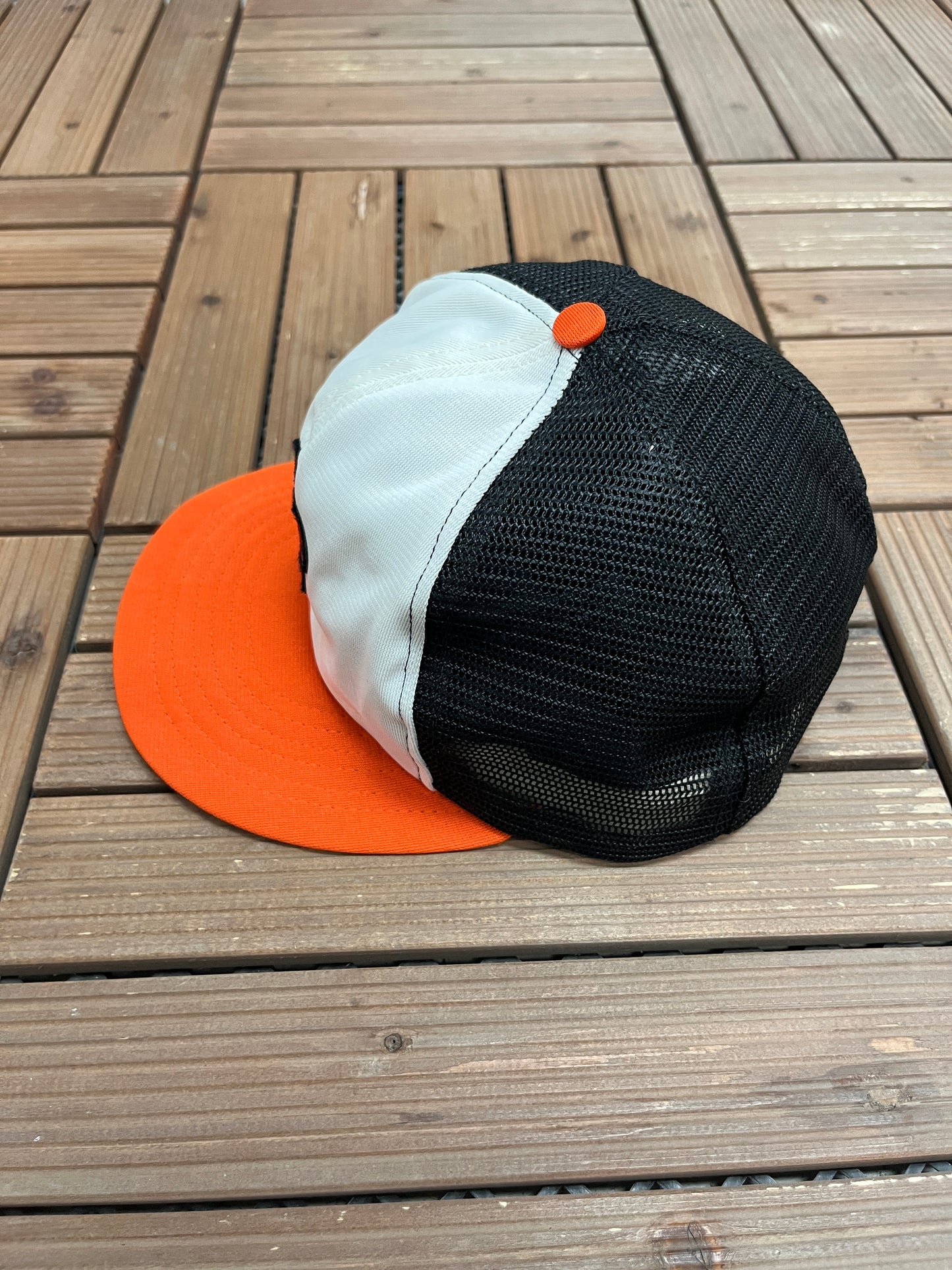 Baltimore Orioles Graphic Hat | Snap Back | Vintage 1990s MLB Baseball Trucker White Cap |