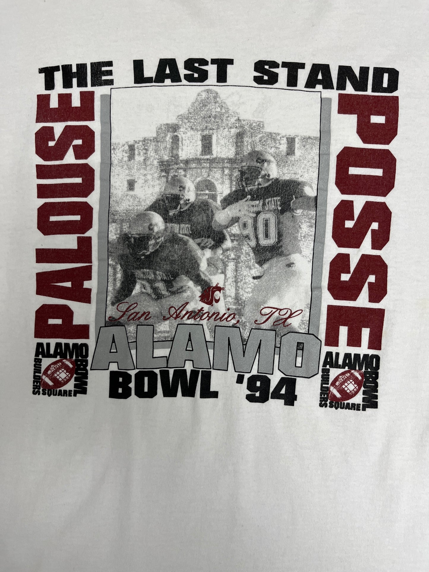 Washington State Cougars Palouse Posse Alamo Bowl '94 Graphic Tee | Size Large | Vintage 1990s College White T-Shirt |