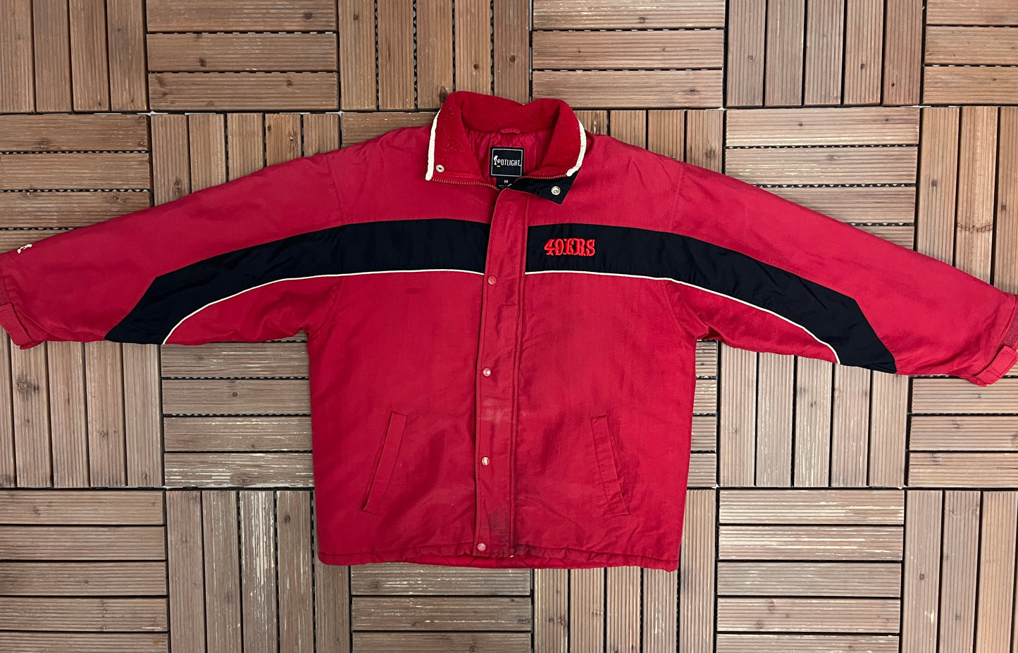 San Francisco 49ers Graphic Jacket | Size Large | Vintage 1990s NFL Football Red Jacket |