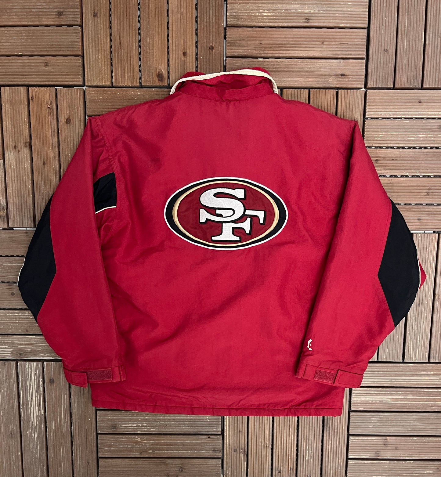 San Francisco 49ers Graphic Jacket | Size Large | Vintage 1990s NFL Football Red Jacket |