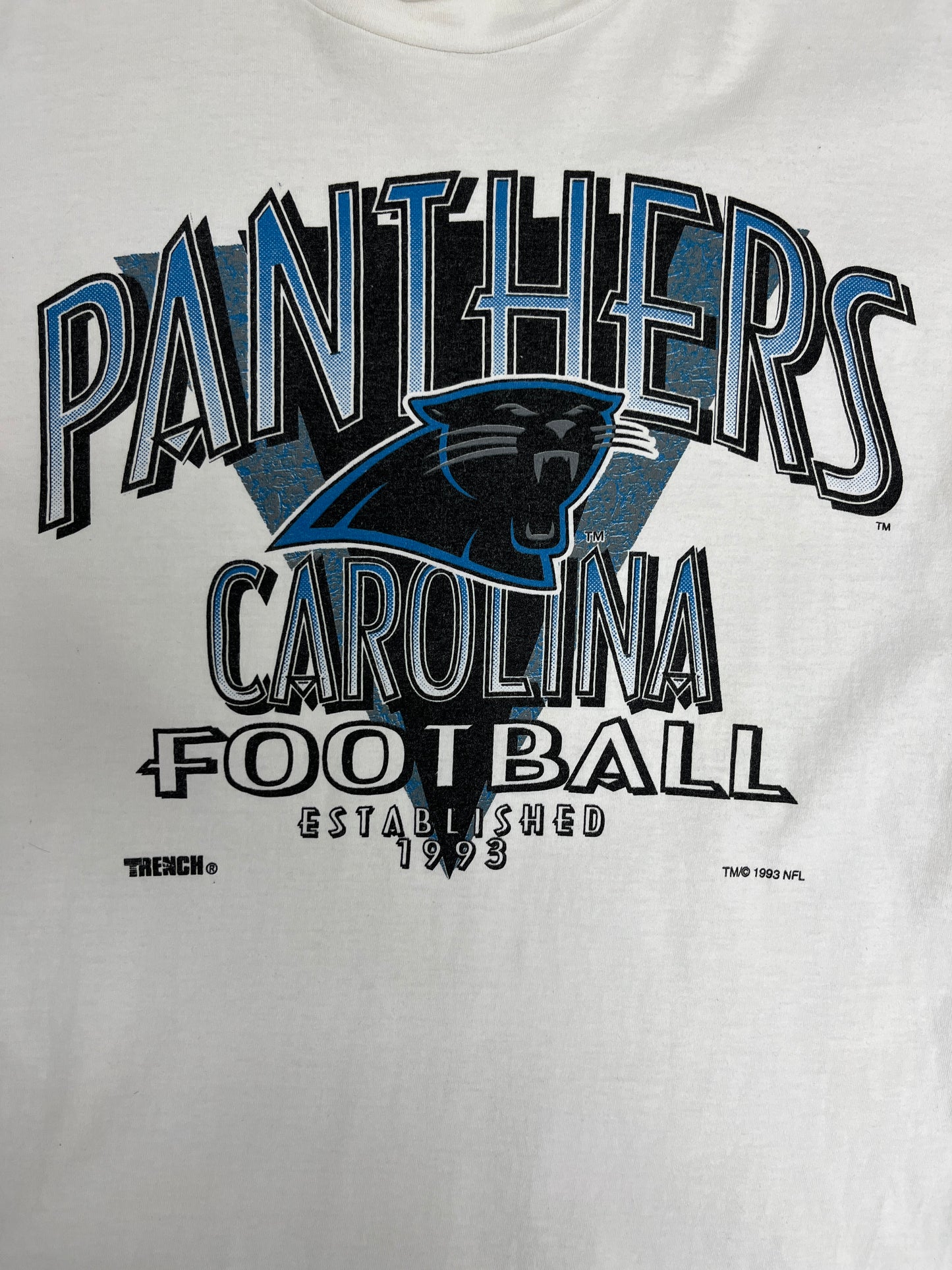 Carolina Panthers Football Graphic Tee | Size X-Large | Vintage 1990s NFL Football White T-Shirt |