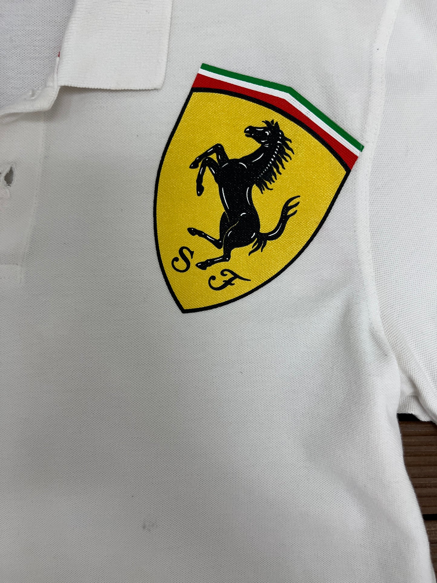 Ferrari Puma Graphic Tee | Size Medium | Vintage 2000s Promotional White T-Shirt |