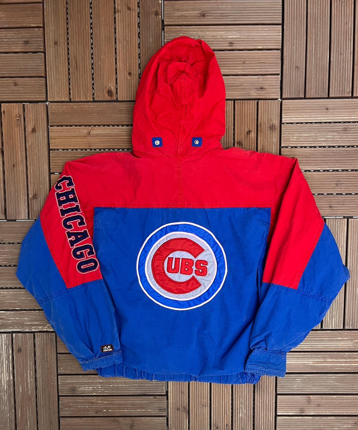 Chicago Cubs Stitched Graphic Jacket | Size Large | Vintage 1990s MLB Baseball Blue Jacket |