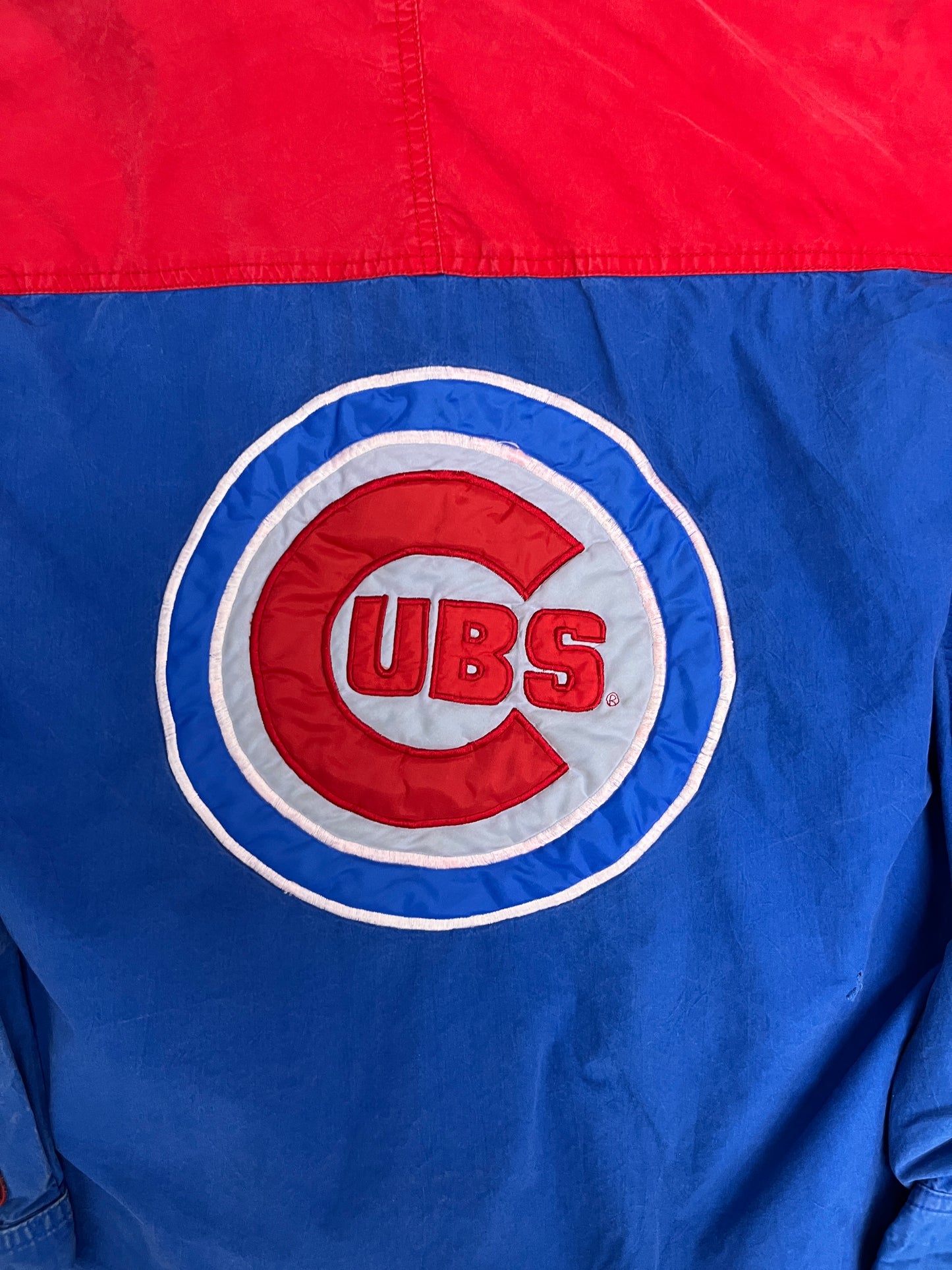 Chicago Cubs Stitched Graphic Jacket | Size Large | Vintage 1990s MLB Baseball Blue Jacket |