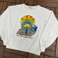 L.A.P.D. Los Angeles Police Duck Graphic Crewneck | Size Large | Vintage 1990s White Cartoon Promotional Sweater |