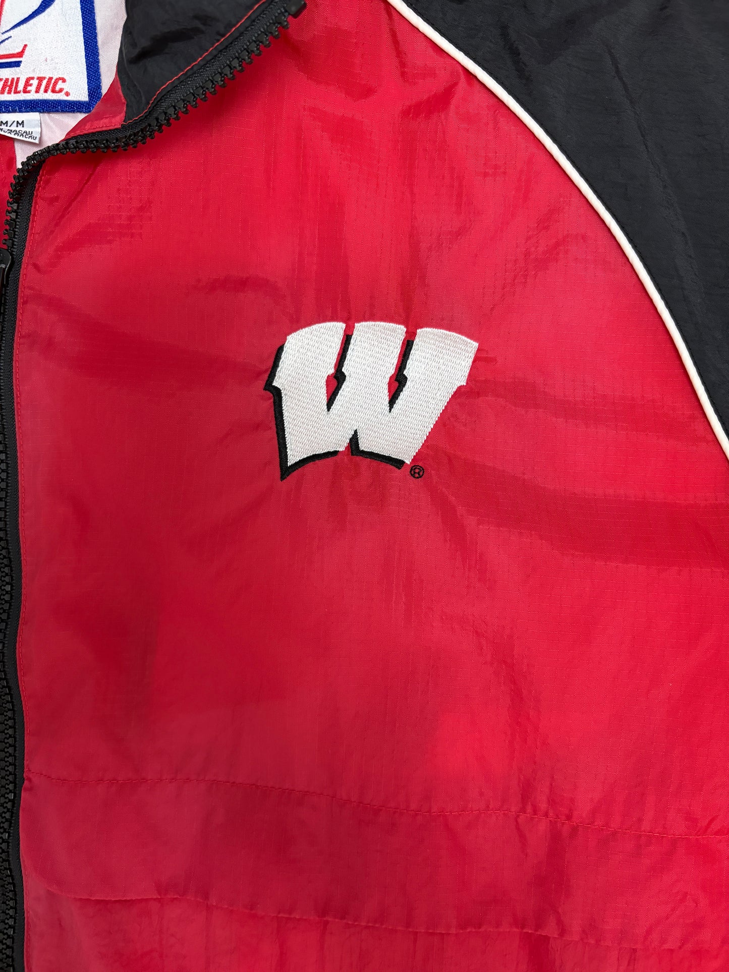 Wisconsin Badgers Graphic Windbreaker | Size Medium | Vintage 1990s College Red Jacket |