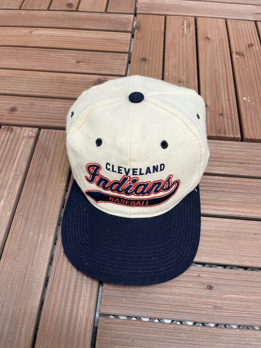 Cleveland Indians Baseball Embroidered Hat | One Size | Vintage 1990s Starter MLB Baseball White Cap |