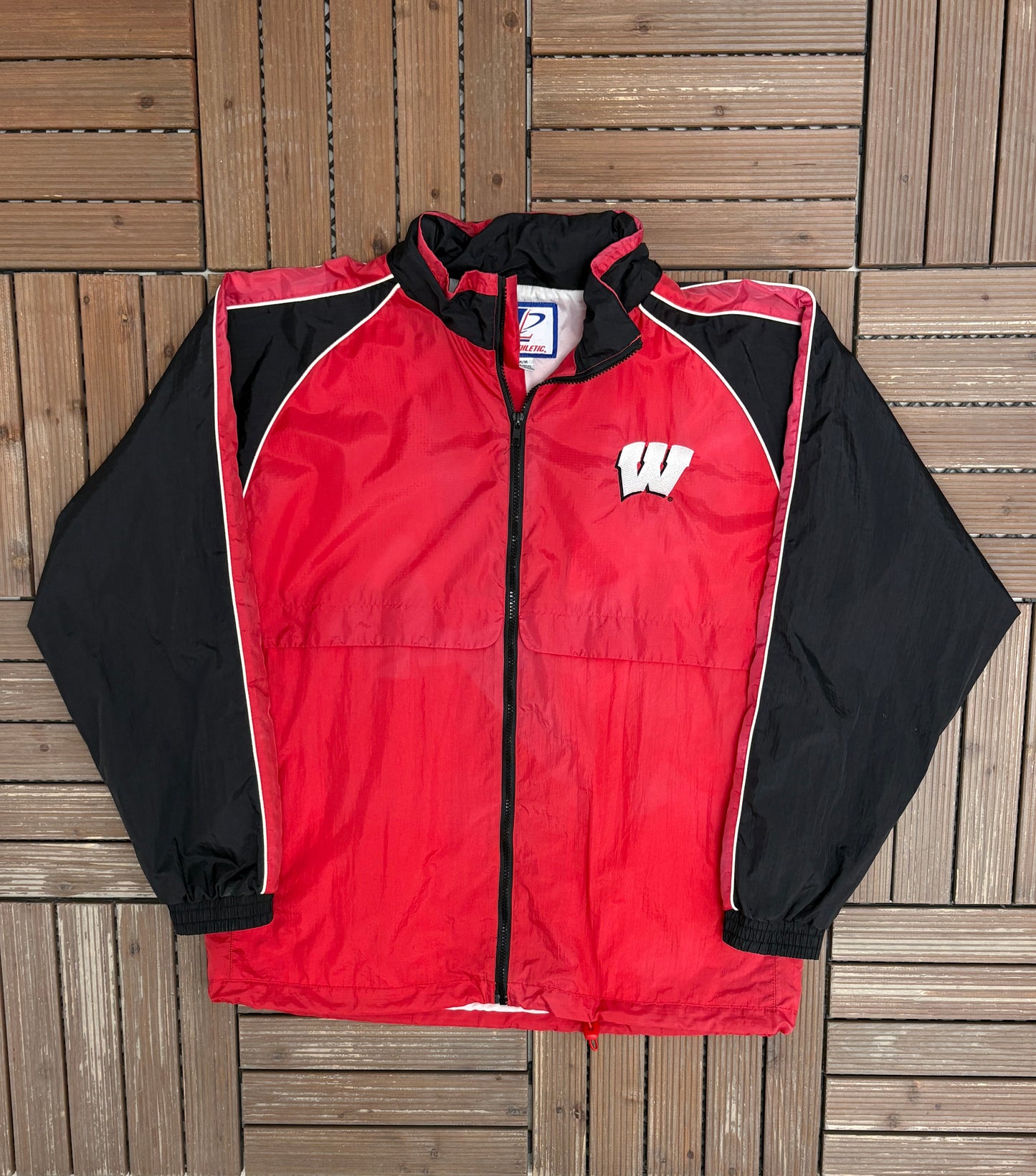 Wisconsin Badgers Graphic Windbreaker | Size Medium | Vintage 1990s College Red Jacket |