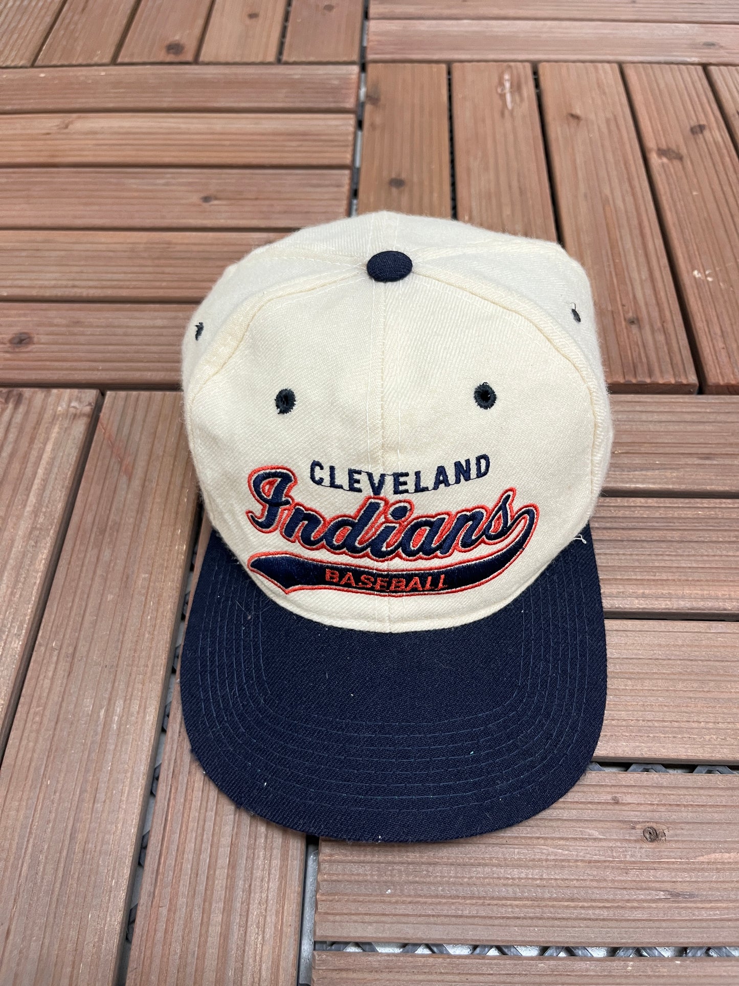 Cleveland Indians Baseball Embroidered Hat | One Size | Vintage 1990s Starter MLB Baseball White Cap |